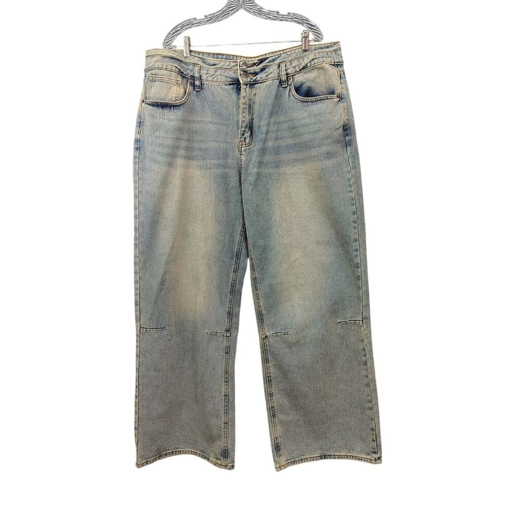Fashion Nova Artesia Tinted Baggy Non-Stretch Jeans  18 Plus